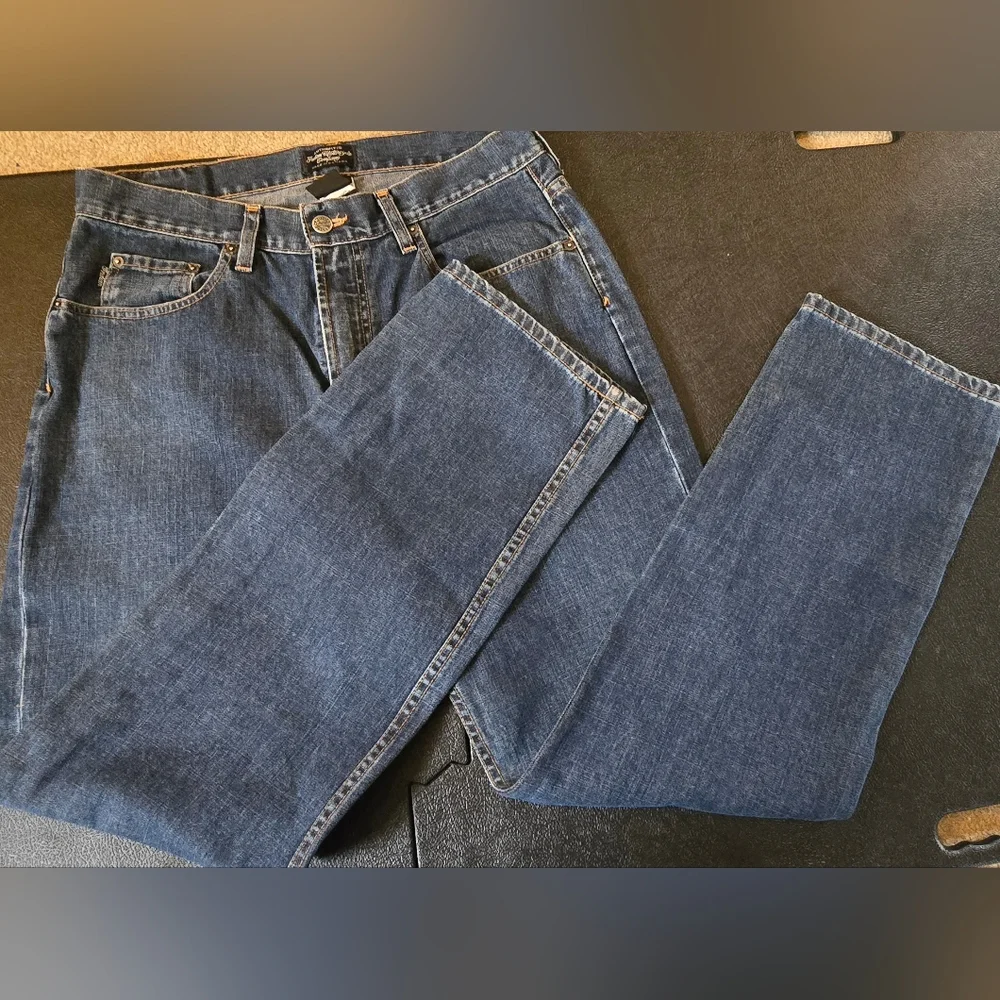 RARE Vintage Indian Motocycle Denim Jeans Chief Head Wings Blue Straight 34x32